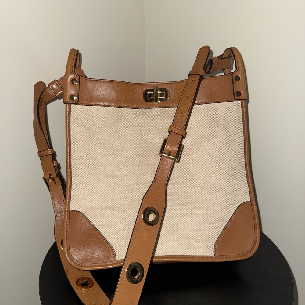 Michael Kors Collection Tan and Cream Crossbody Bag